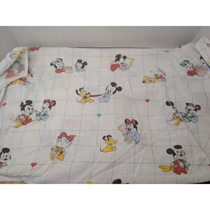 Vintage 1984 Disney Baby Blanket Dundee Mickey Minnie Dumbo Donald Pluto Cotton